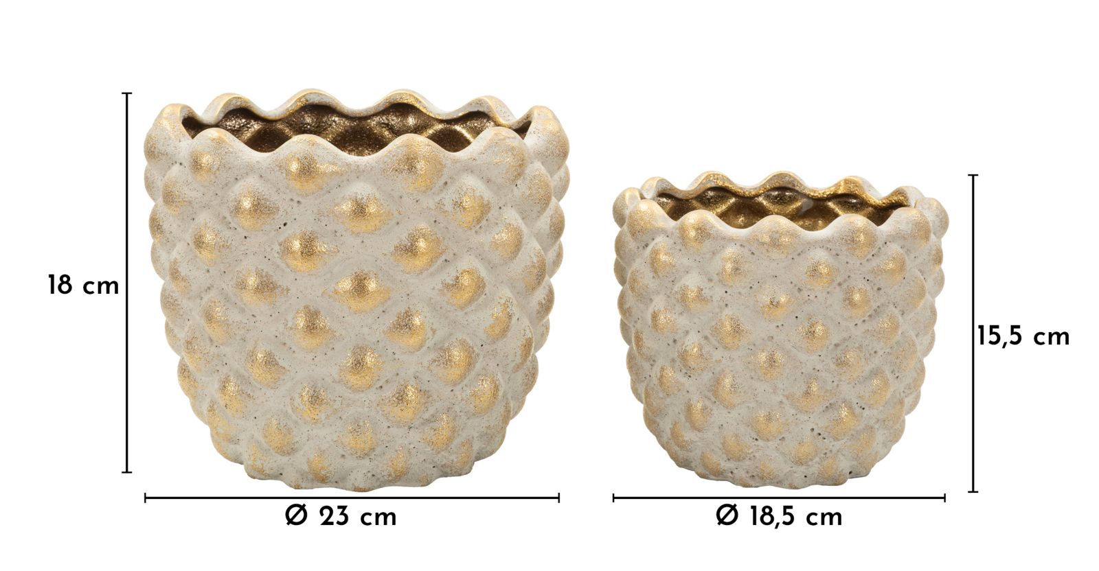PEPITAS CACHEPOT SET 2 PCS CM Ø 23X18-18,5X15,5 (HOLE CM Ø 19-14) - slika 7