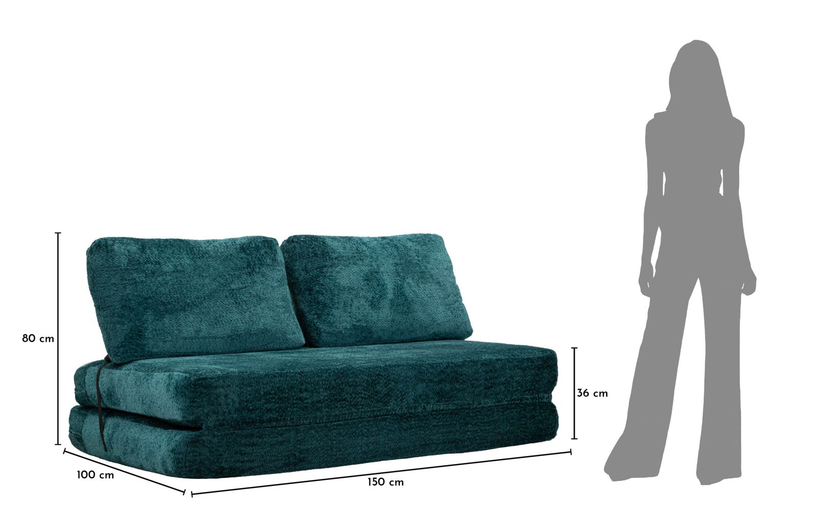 FASTER SOFA/BED TEAL CM 150X100X80 (COMPRESSED - BED SIZE CM 213X150X18) - slika 15