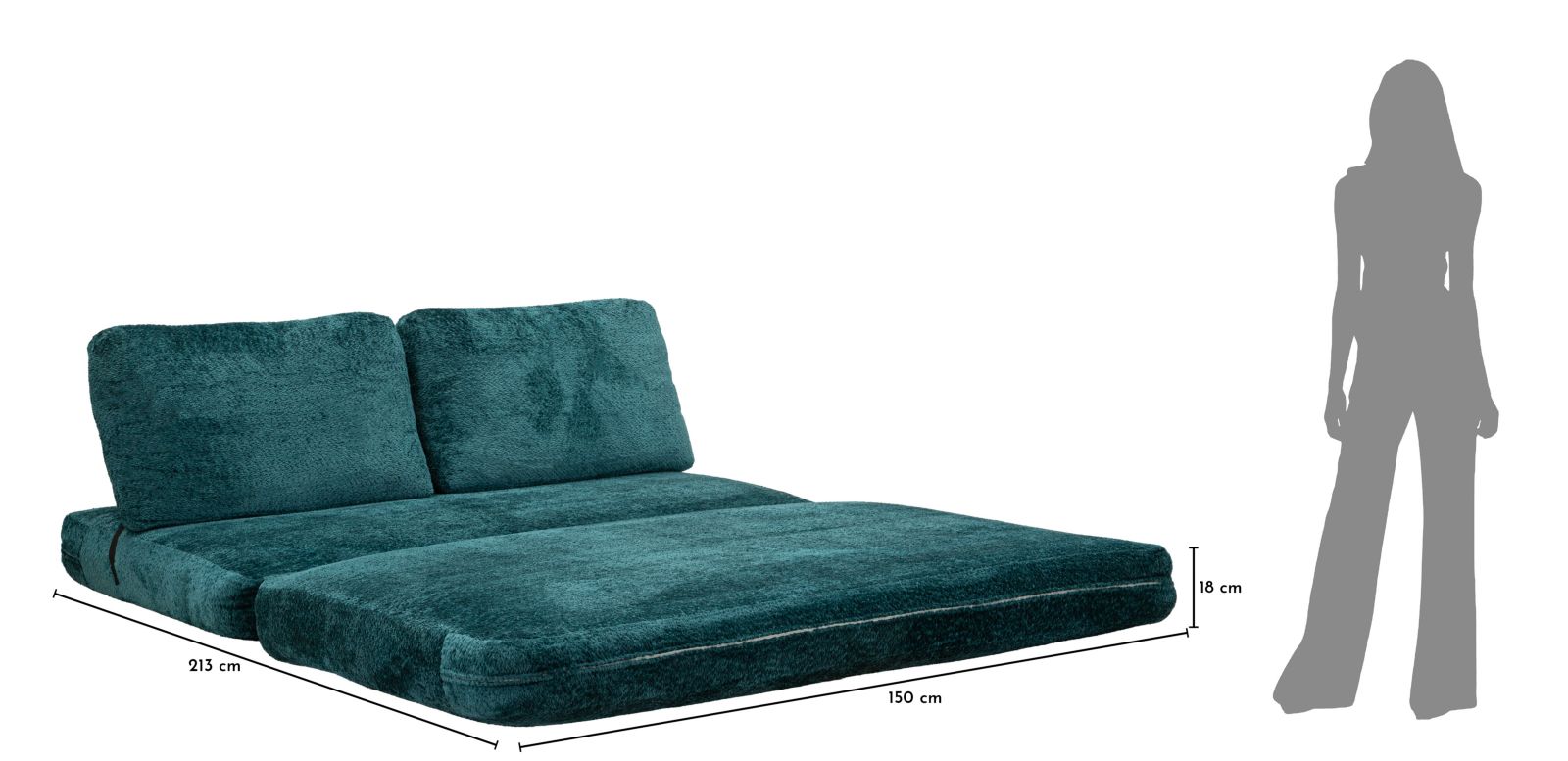 FASTER SOFA/BED TEAL CM 150X100X80 (COMPRESSED - BED SIZE CM 213X150X18) - slika 16