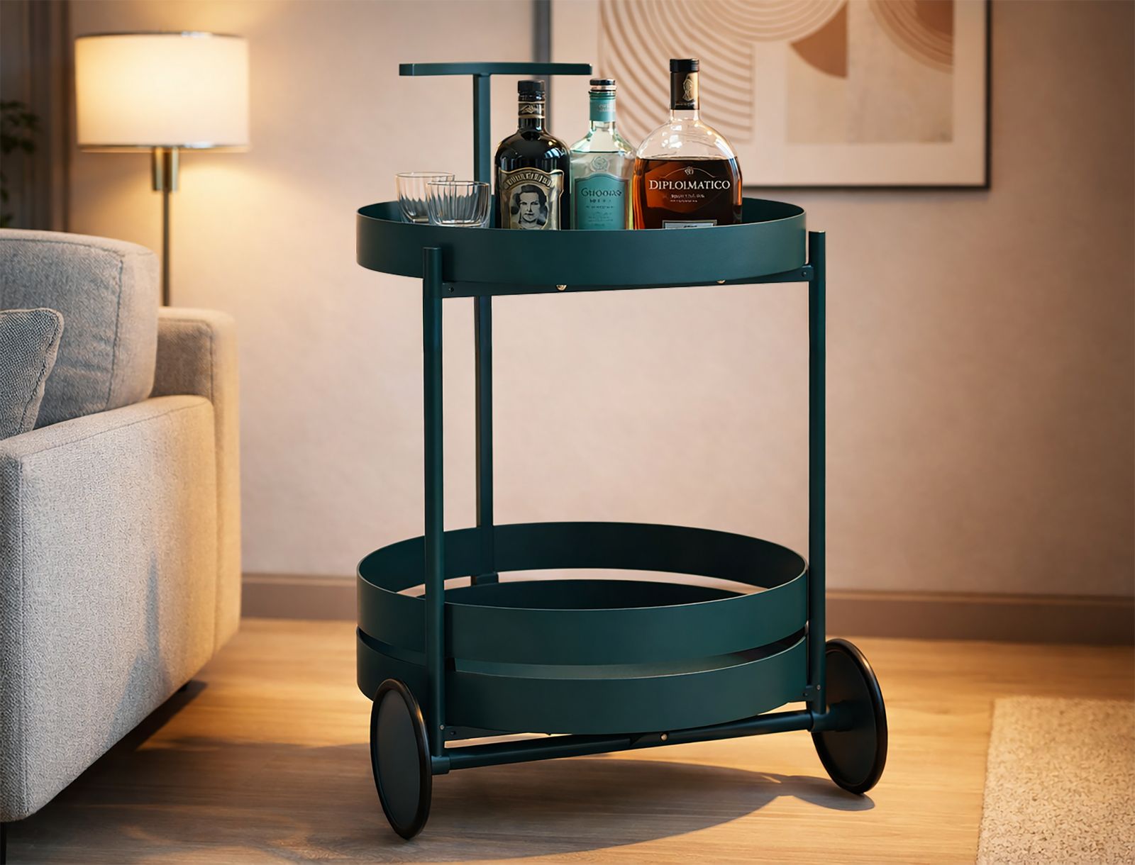 SATURN BAR CART DOVE TEAL CM 40X49,5X61 - slika 8