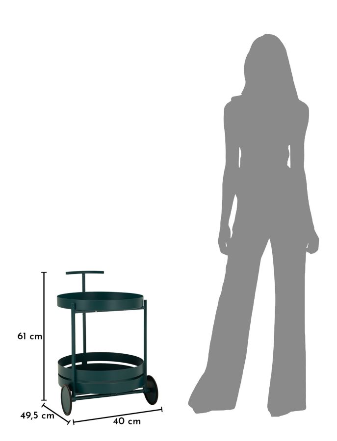 SATURN BAR CART DOVE TEAL CM 40X49,5X61 - slika 9
