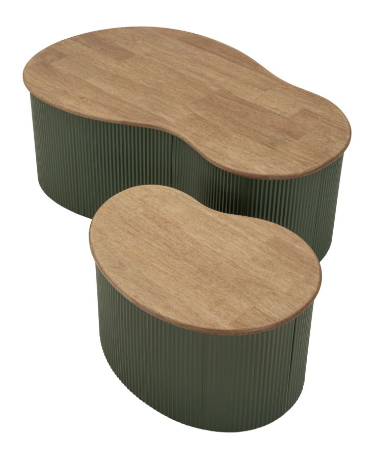 FRANKFURT COFFEE TABLE GREEN SET 2 PCS CM 87X53X32-50X35X28 - slika 3