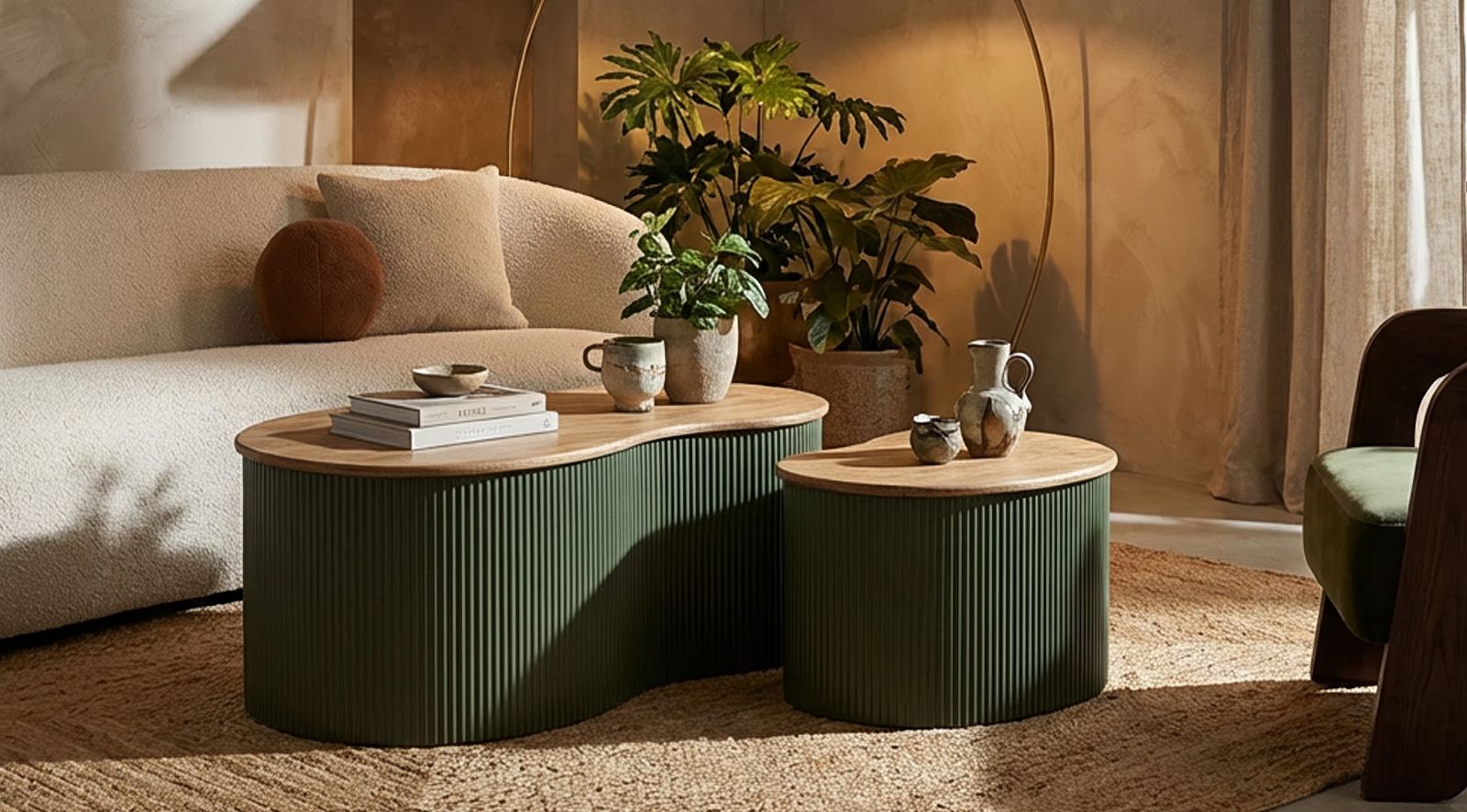 FRANKFURT COFFEE TABLE GREEN SET 2 PCS CM 87X53X32-50X35X28 - slika 9