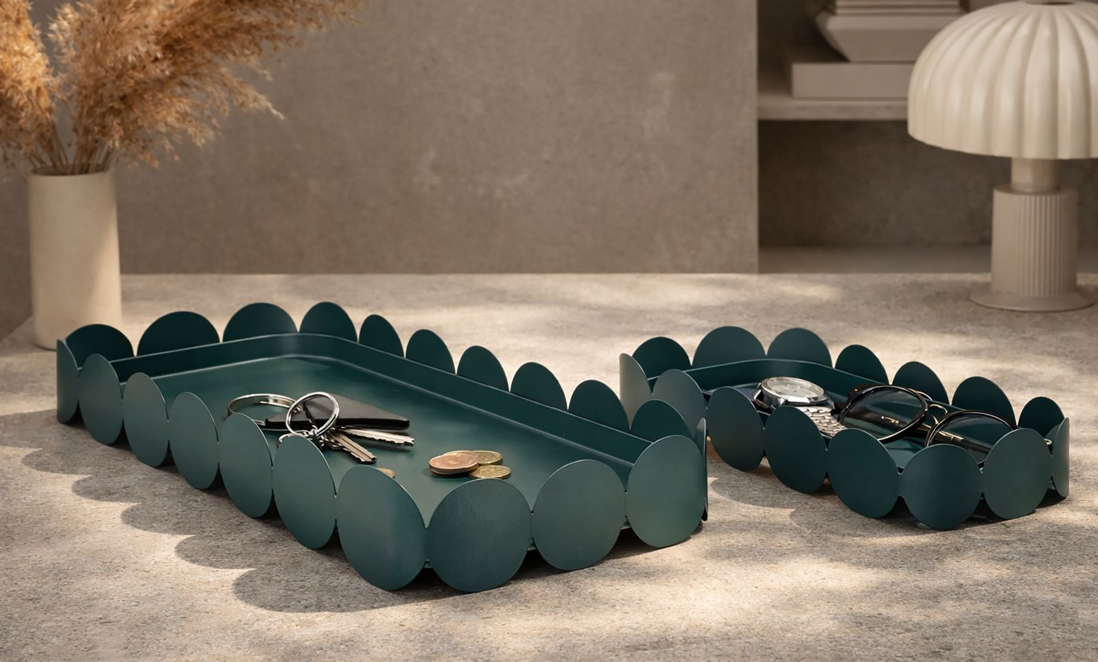 SATURN TRAY RECT. TEAL SET 2 PCS CM 40X16,5X4,5-29X12X4,5 - slika 6