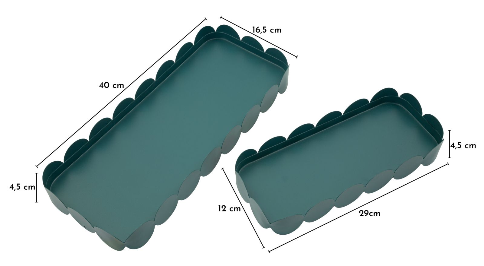 SATURN TRAY RECT. TEAL SET 2 PCS CM 40X16,5X4,5-29X12X4,5 - slika 7