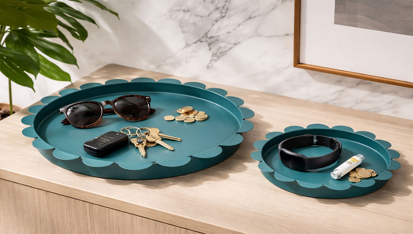 SATURN TRAY ROUND TEAL SET 2 PCS CM Ø 33X2-27,5X2 - slika 5