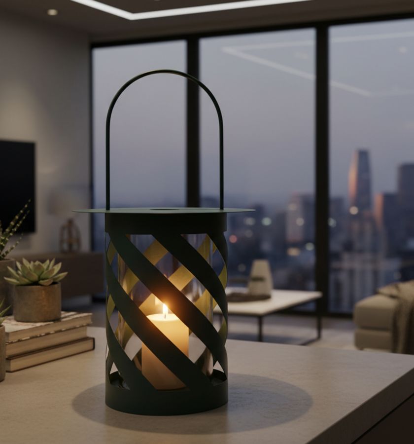 TWIST SATURN LANTERN TEAL CM Ø 23X43 - slika 6