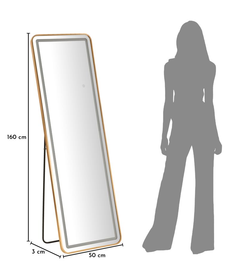 LED FLOOR MIRROR SIMPLE RECTANGULAR CM 50X3-38X160 (3 COLOR LIGHT) - slika 11