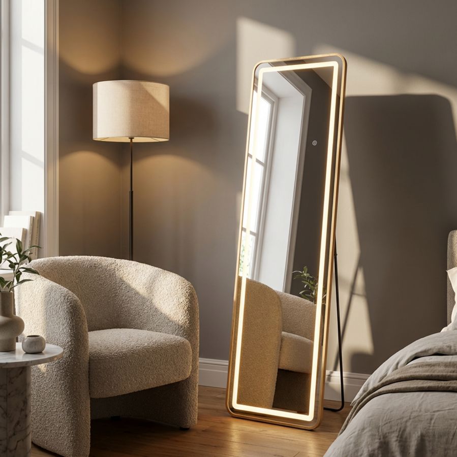 LED FLOOR MIRROR SIMPLE RECTANGULAR CM 50X3-38X160 (3 COLOR LIGHT) - slika 10