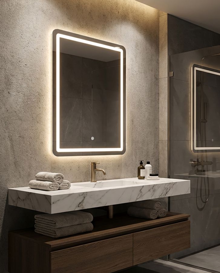 LED WALL MIRROR SIMPLE RECTANGULAR CM 60X3,5X80 (3 COLOR LIGHT) - slika 6