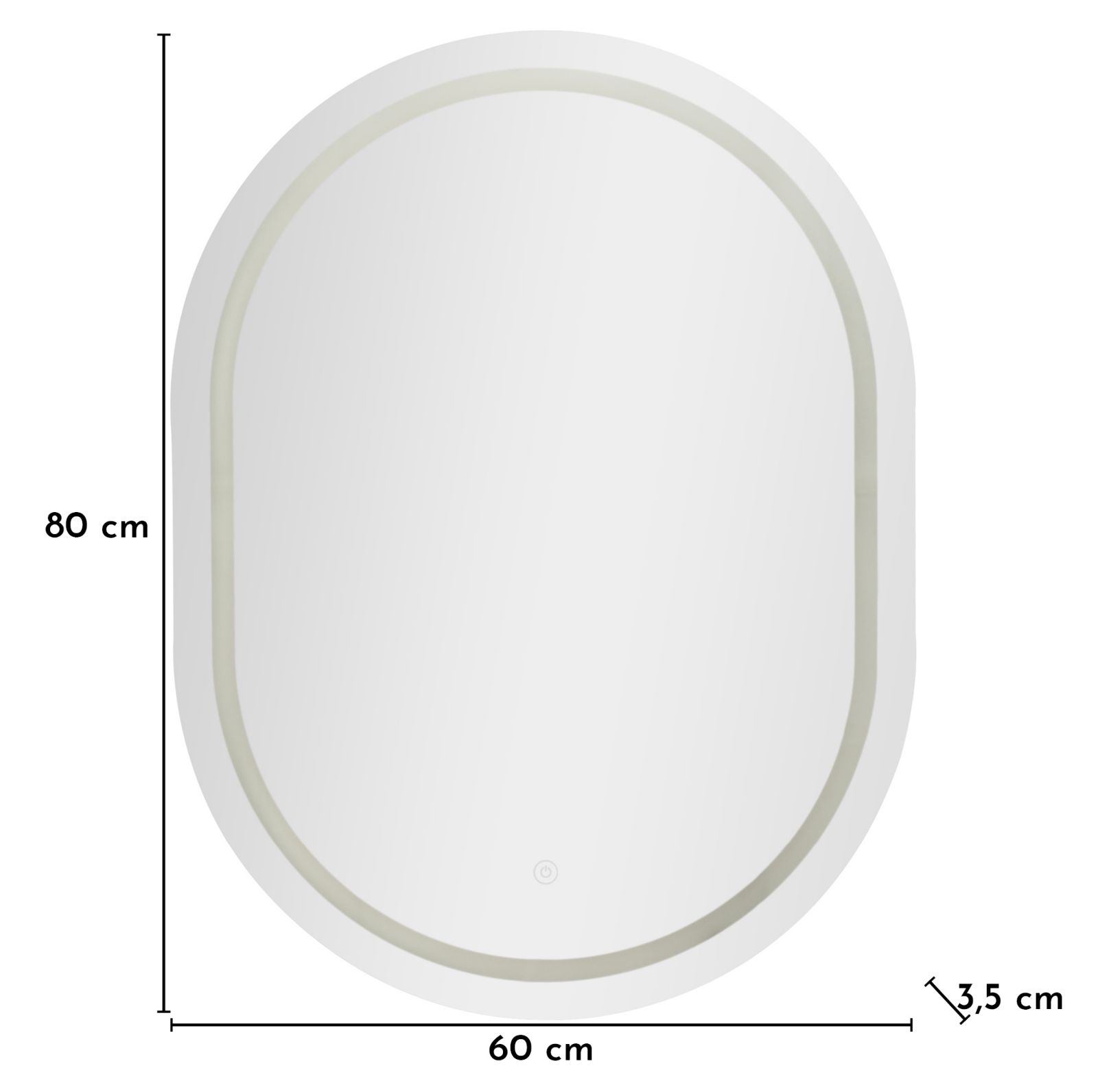 LED WALL MIRROR SIMPLE OVAL CM 60X3,5X80 (3 COLOR LIGHT) - slika 8