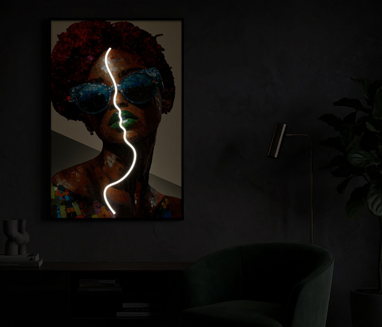 PRINTING ON CANVAS WITH LED AFRO CM 60X3,5X90 (3D ACRILIC APPLICATION) - slika 8