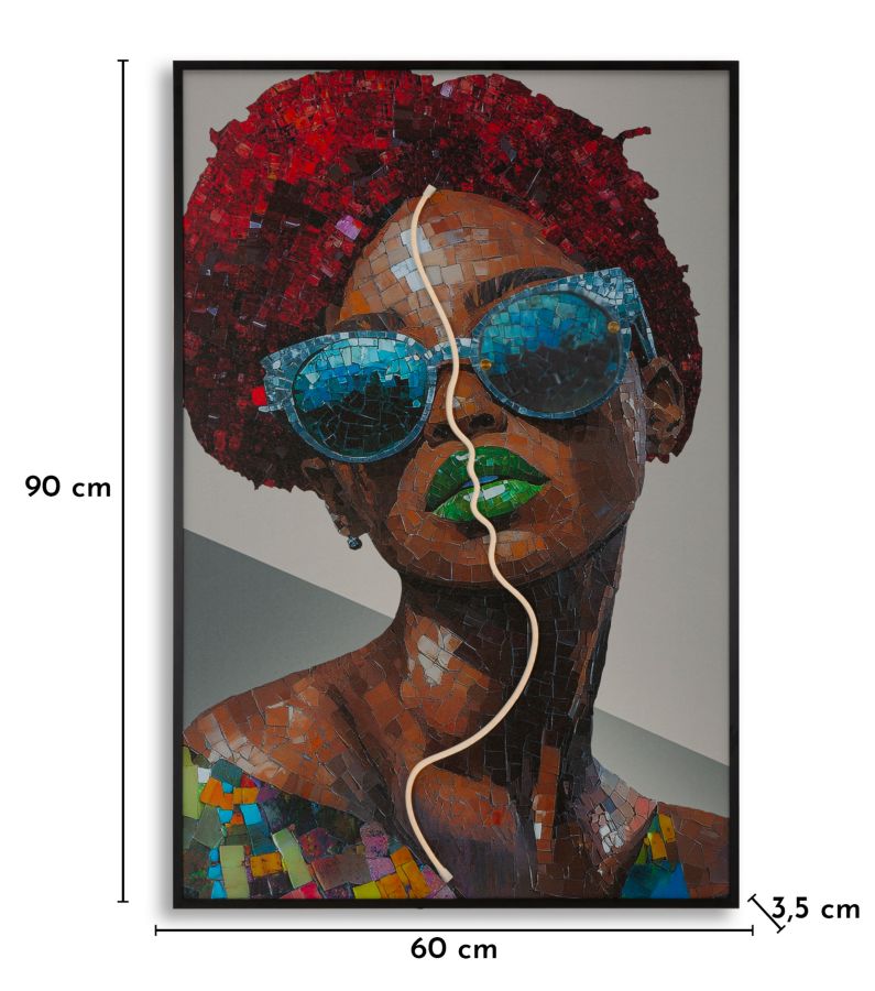 PRINTING ON CANVAS WITH LED AFRO CM 60X3,5X90 (3D ACRILIC APPLICATION) - slika 9