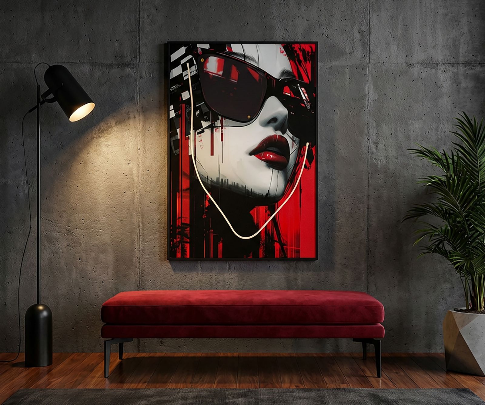 PRINTING ON CANVAS WITH LED PSYCO -A- CM 60X3,5X90 (3D ACRILIC APPLICATION) - slika 7