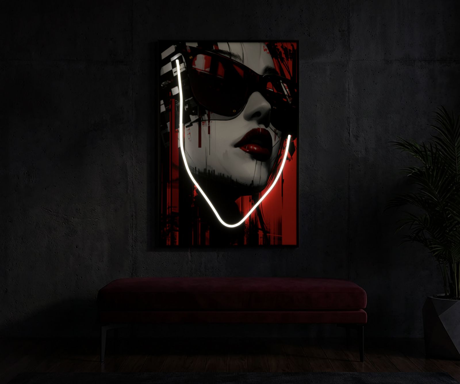 PRINTING ON CANVAS WITH LED PSYCO -A- CM 60X3,5X90 (3D ACRILIC APPLICATION) - slika 6