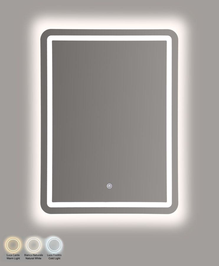 LED WALL MIRROR SIMPLE RECTANGULAR CM 60X3,5X80 (3 COLOR LIGHT) - slika 5