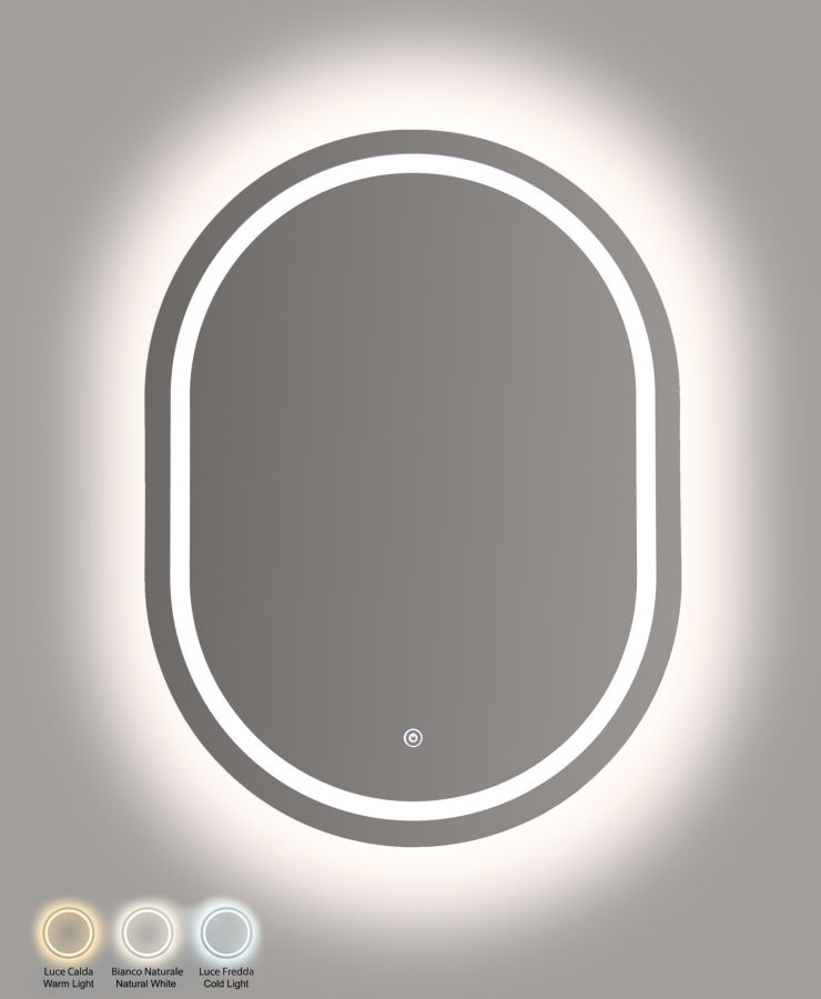 LED WALL MIRROR SIMPLE OVAL CM 60X3,5X80 (3 COLOR LIGHT) - slika 6