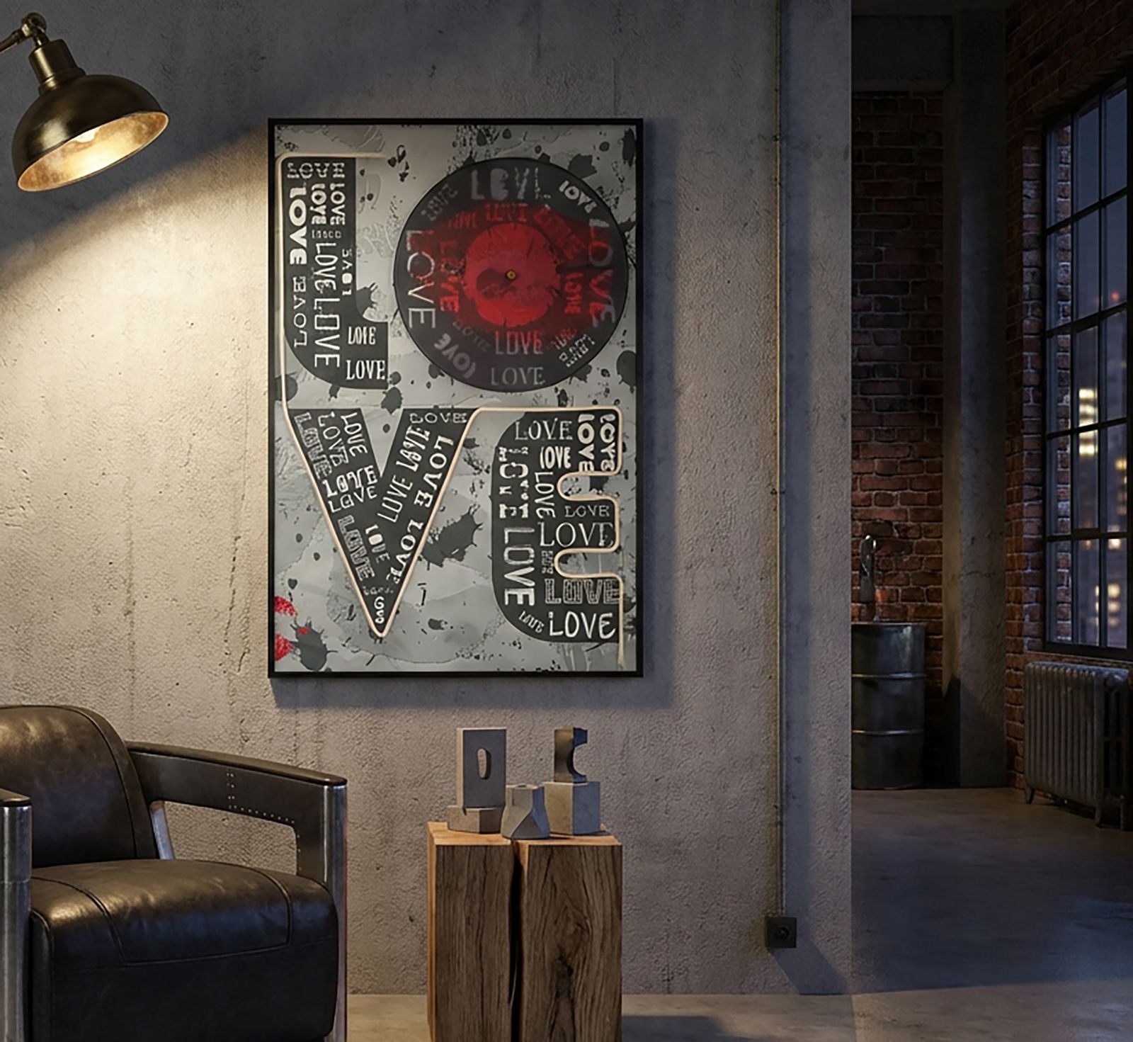 PRINTING ON CANVAS WITH LED LOVE CM 60X3,5X90 (3D ACRILIC APPLICATION) - slika 8