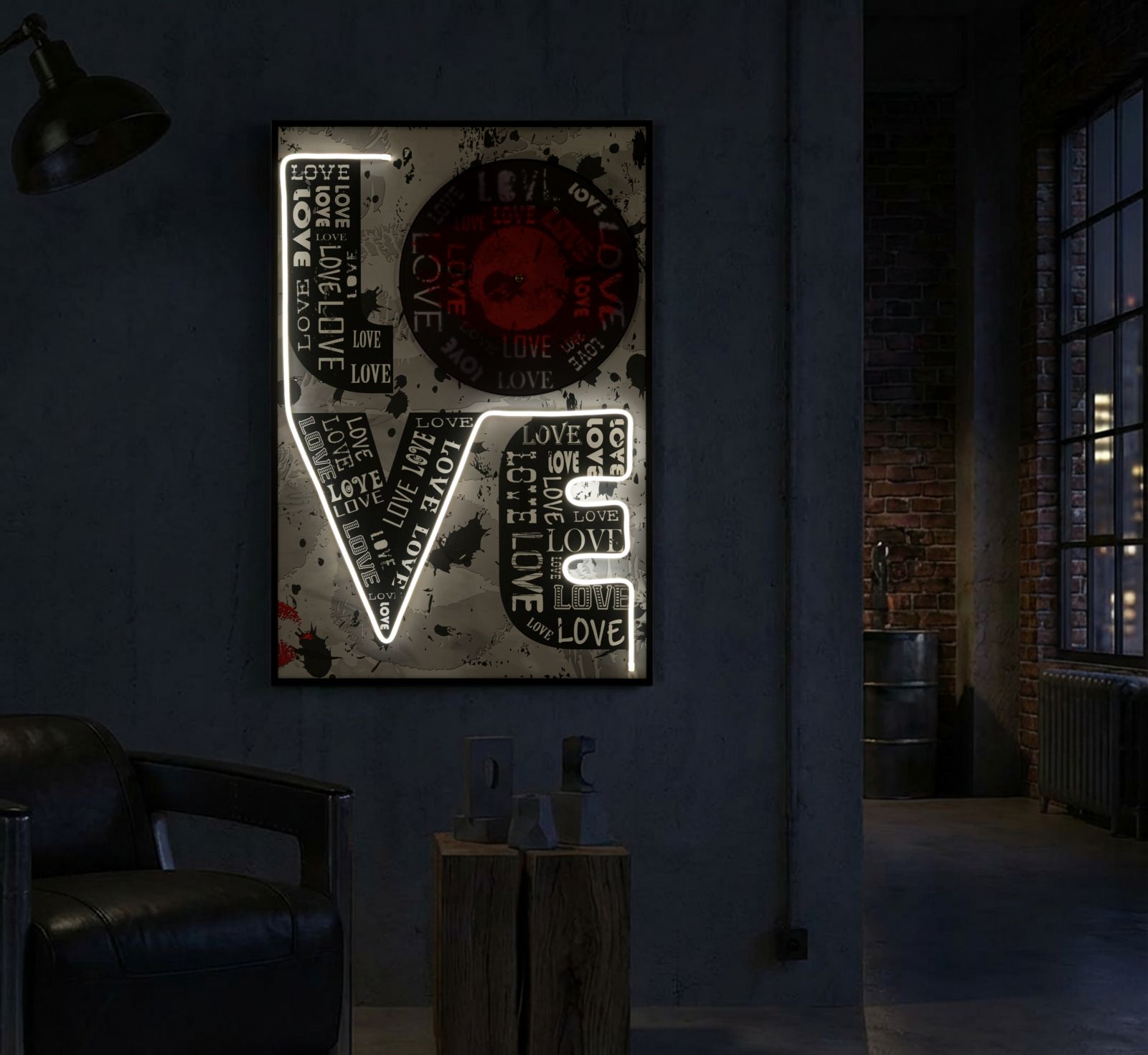 PRINTING ON CANVAS WITH LED LOVE CM 60X3,5X90 (3D ACRILIC APPLICATION) - slika 9
