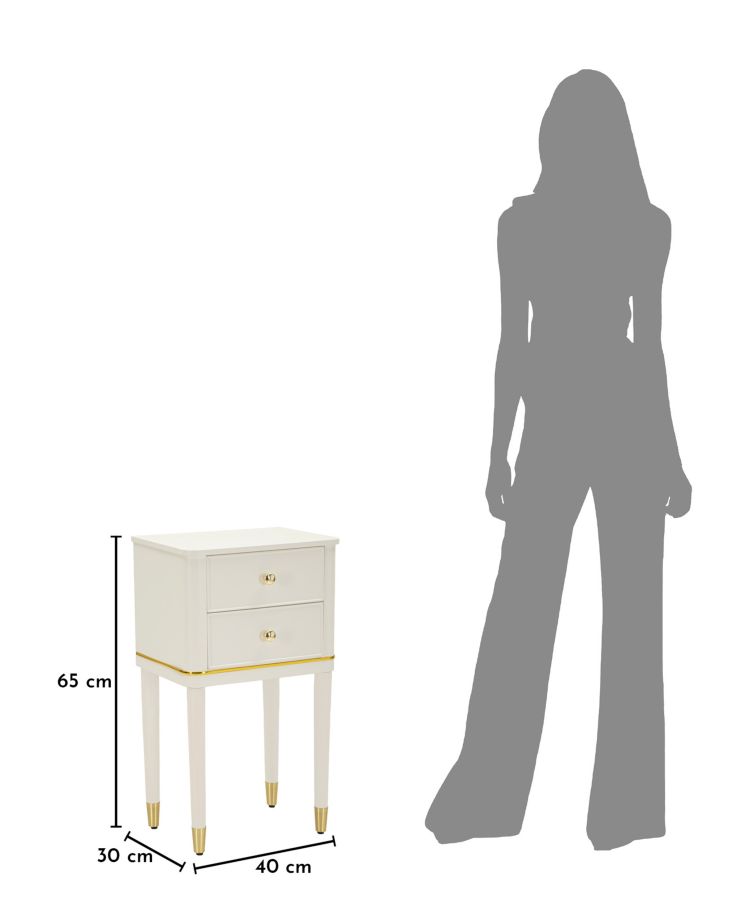 CAMILLE BEDSIDE WHITE CM 40X30X71 - slika 7