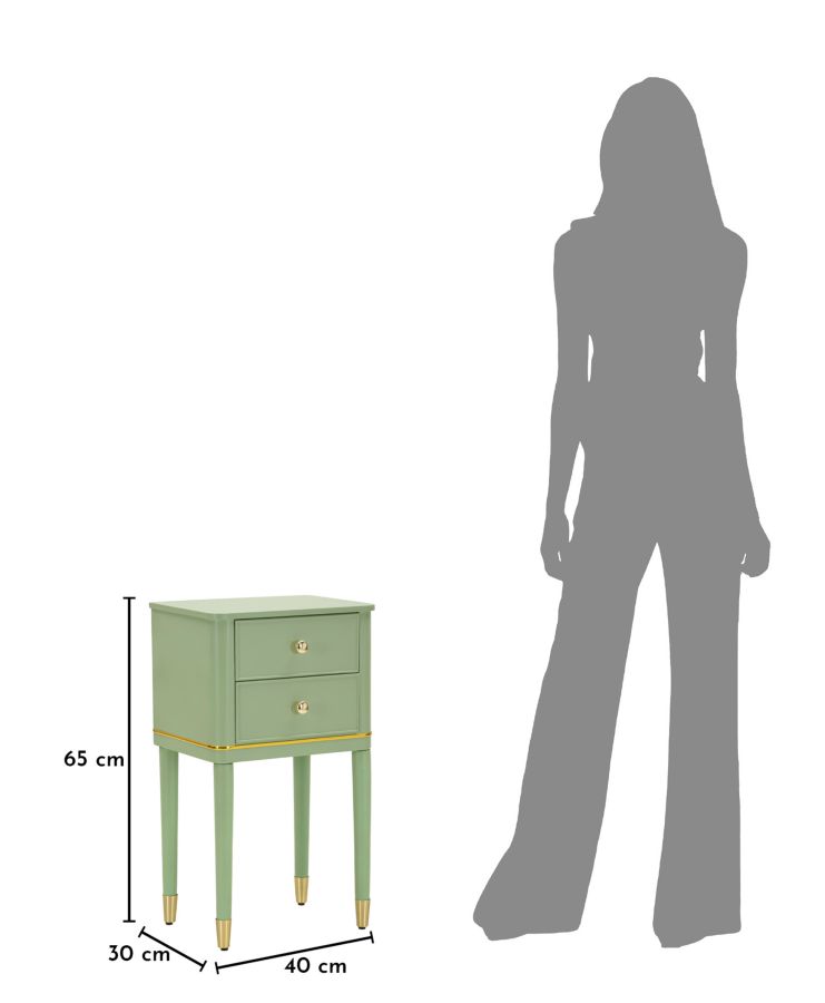 CAMILLE BEDSIDE GREEN CM 40X30X71 - slika 9