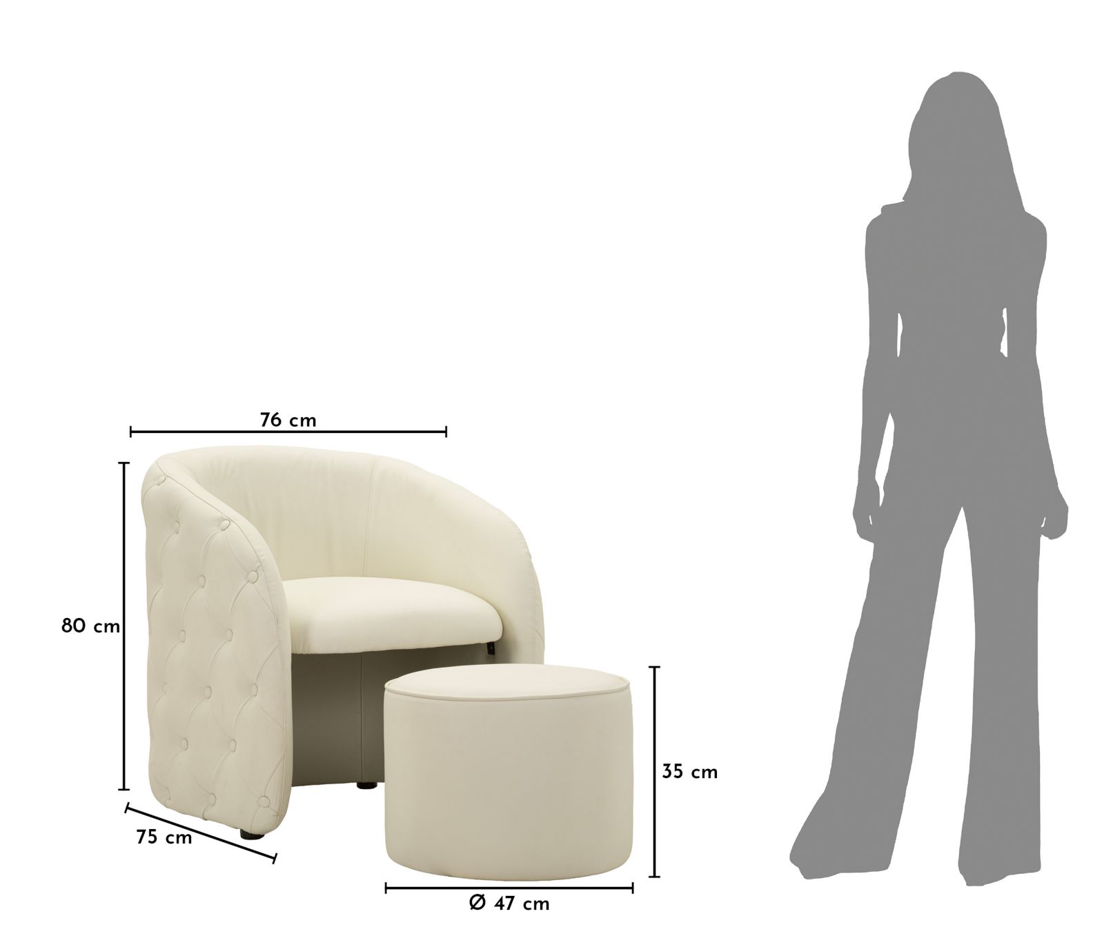 ZAGABRIA ARMCHAIR WITH STOOL CM 76X75X80-Ø 47X35 - slika 10