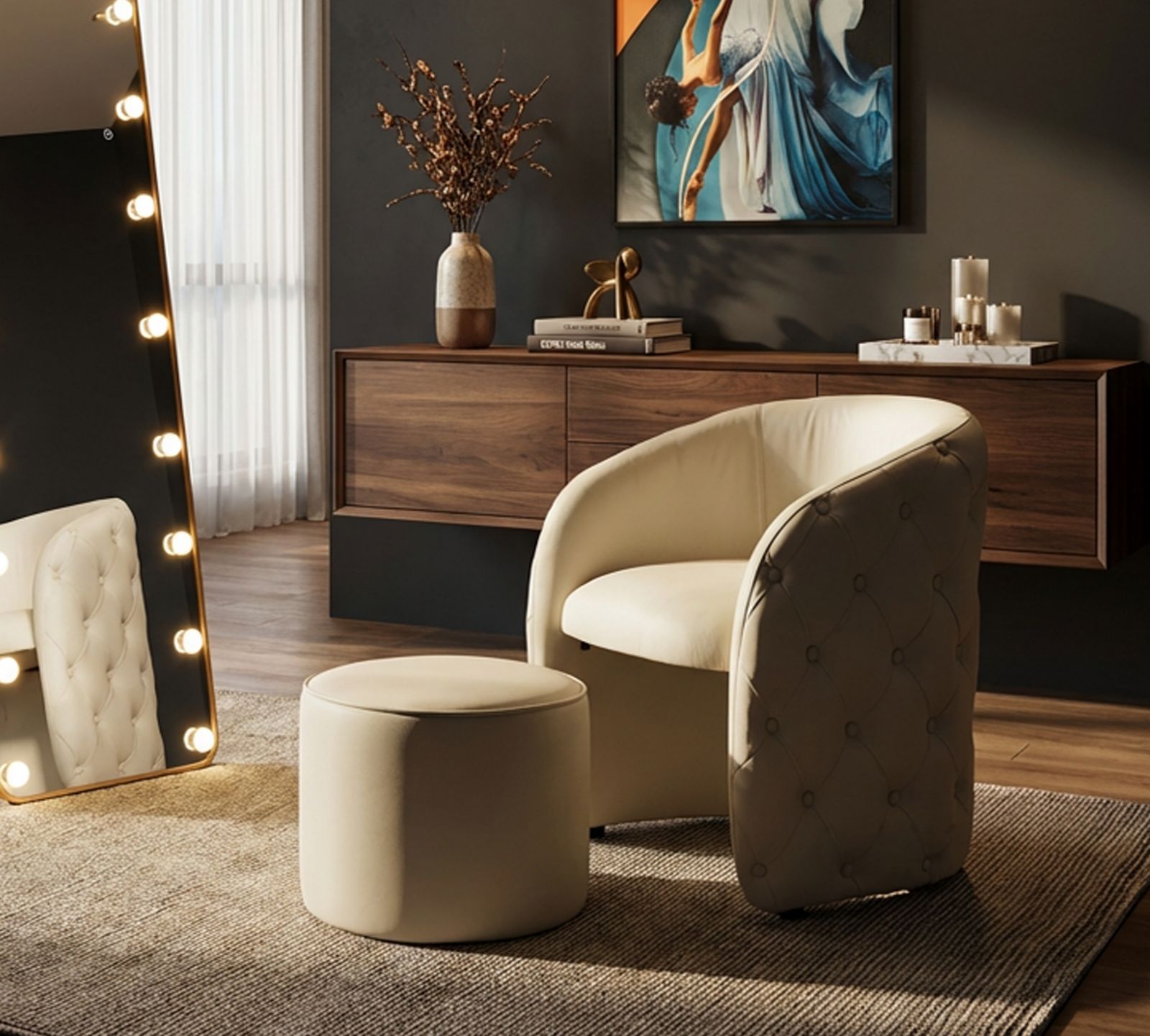 ZAGABRIA ARMCHAIR WITH STOOL CM 76X75X80-Ø 47X35 - slika 9