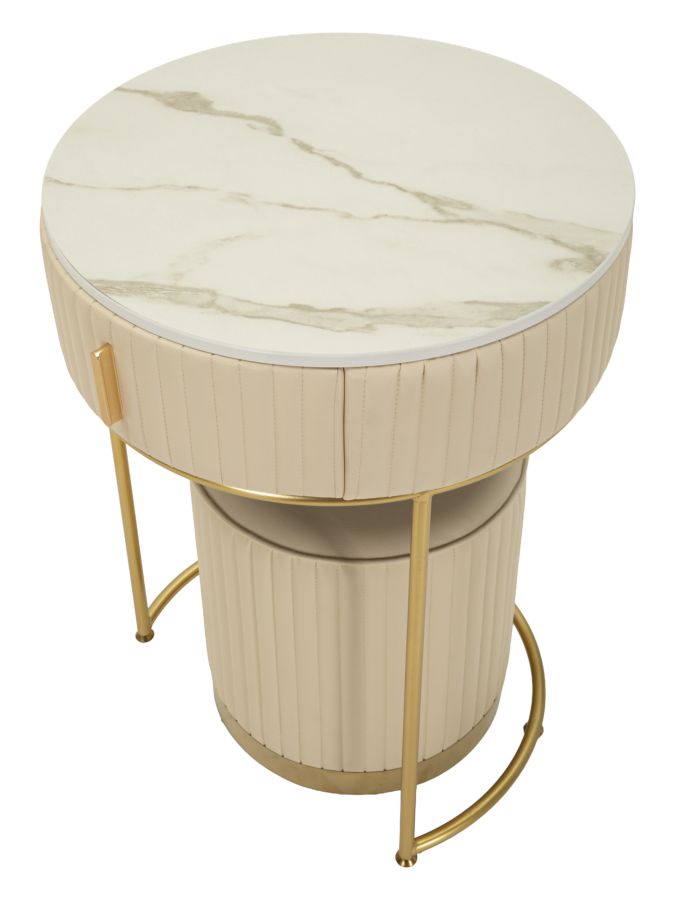 BED SIDE/DRESSING TABLE WITH POUF POK CM Ø 52X70 - Ø 36X39 - slika 6