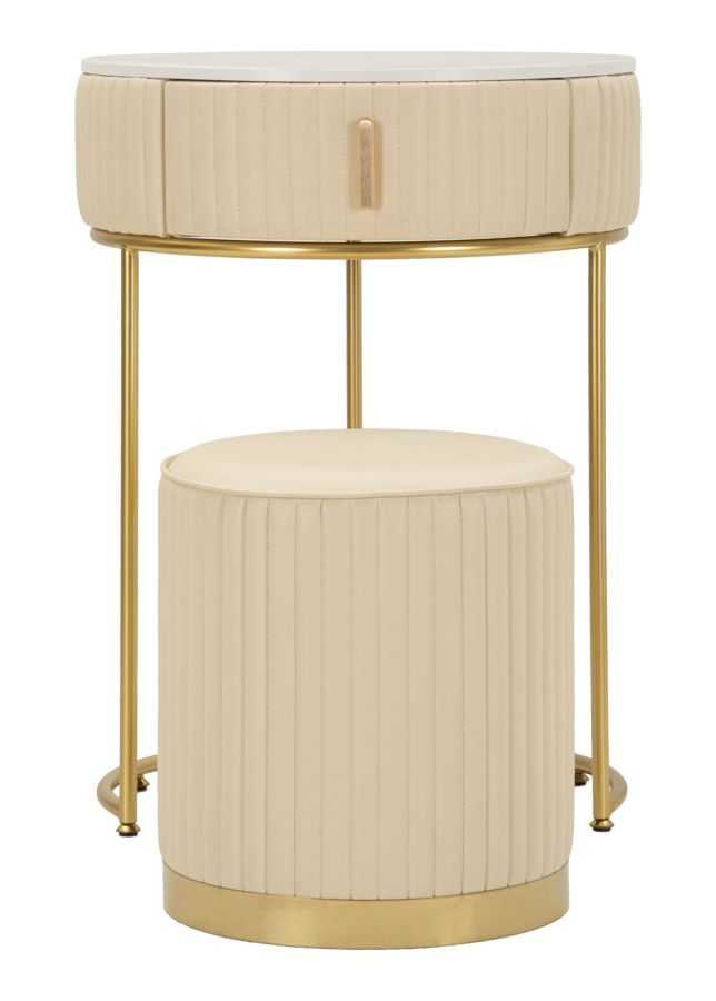 BED SIDE/DRESSING TABLE WITH POUF POK CM Ø 52X70 - Ø 36X39 - slika 2