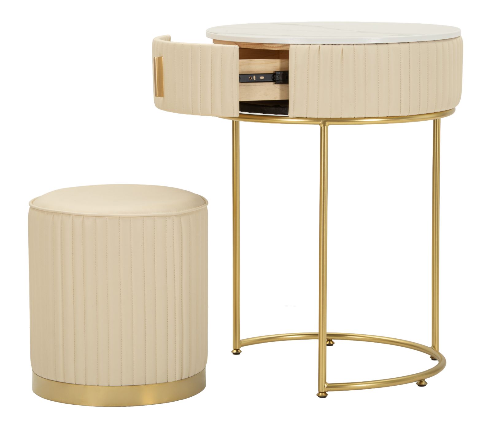 BED SIDE/DRESSING TABLE WITH POUF POK CM Ø 52X70 - Ø 36X39 - slika 4