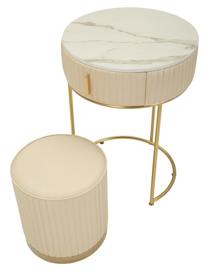 BED SIDE/DRESSING TABLE WITH POUF POK CM Ø 52X70 - Ø 36X39 - slika 3