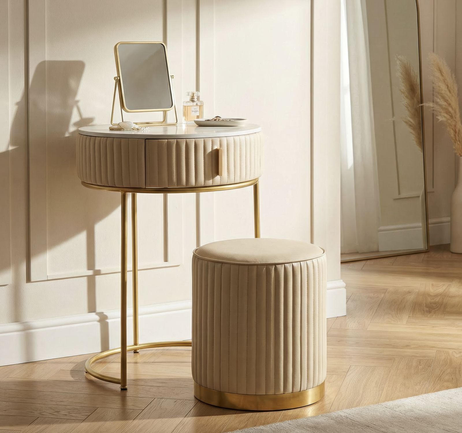 BED SIDE/DRESSING TABLE WITH POUF POK CM Ø 52X70 - Ø 36X39 - slika 8