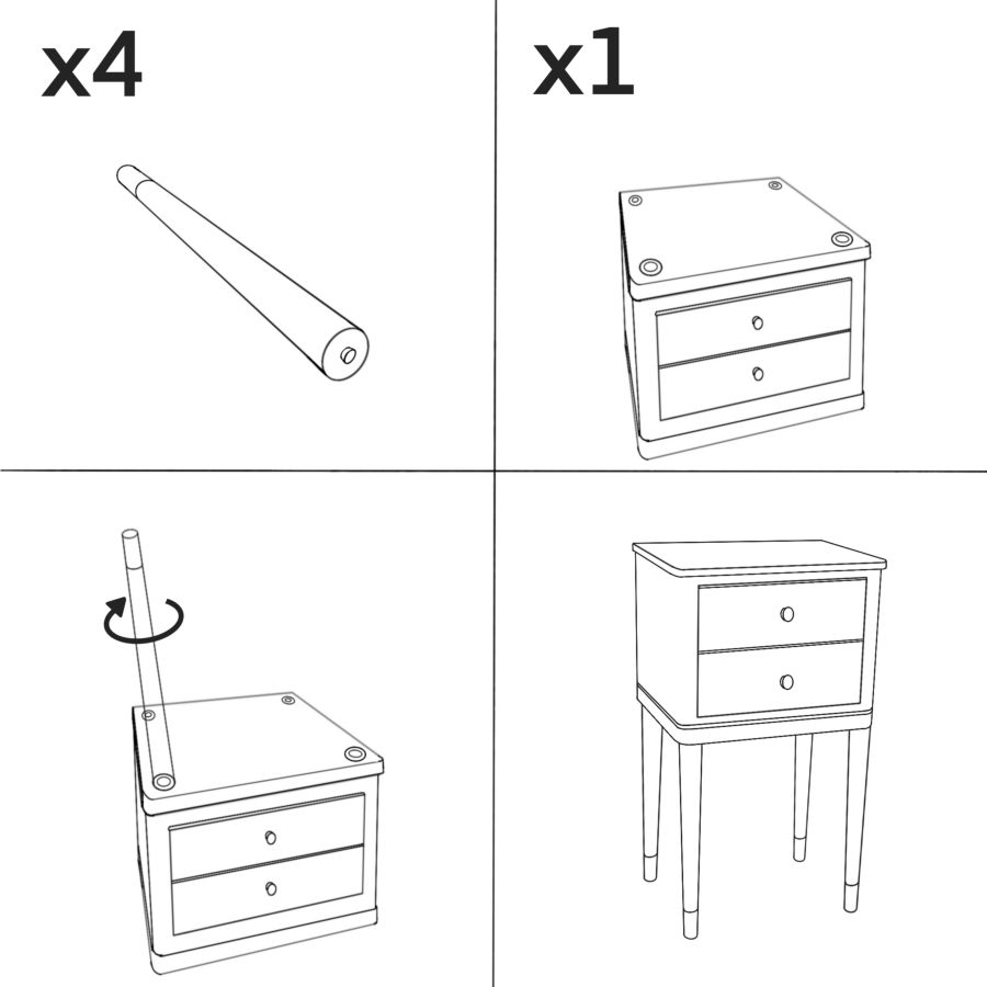 CAMILLE BEDSIDE WHITE CM 40X30X71 - slika 8
