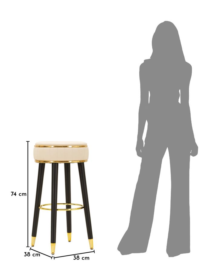 LONDON BAR STOOL CREAM CM Ø 38X74 - slika 8