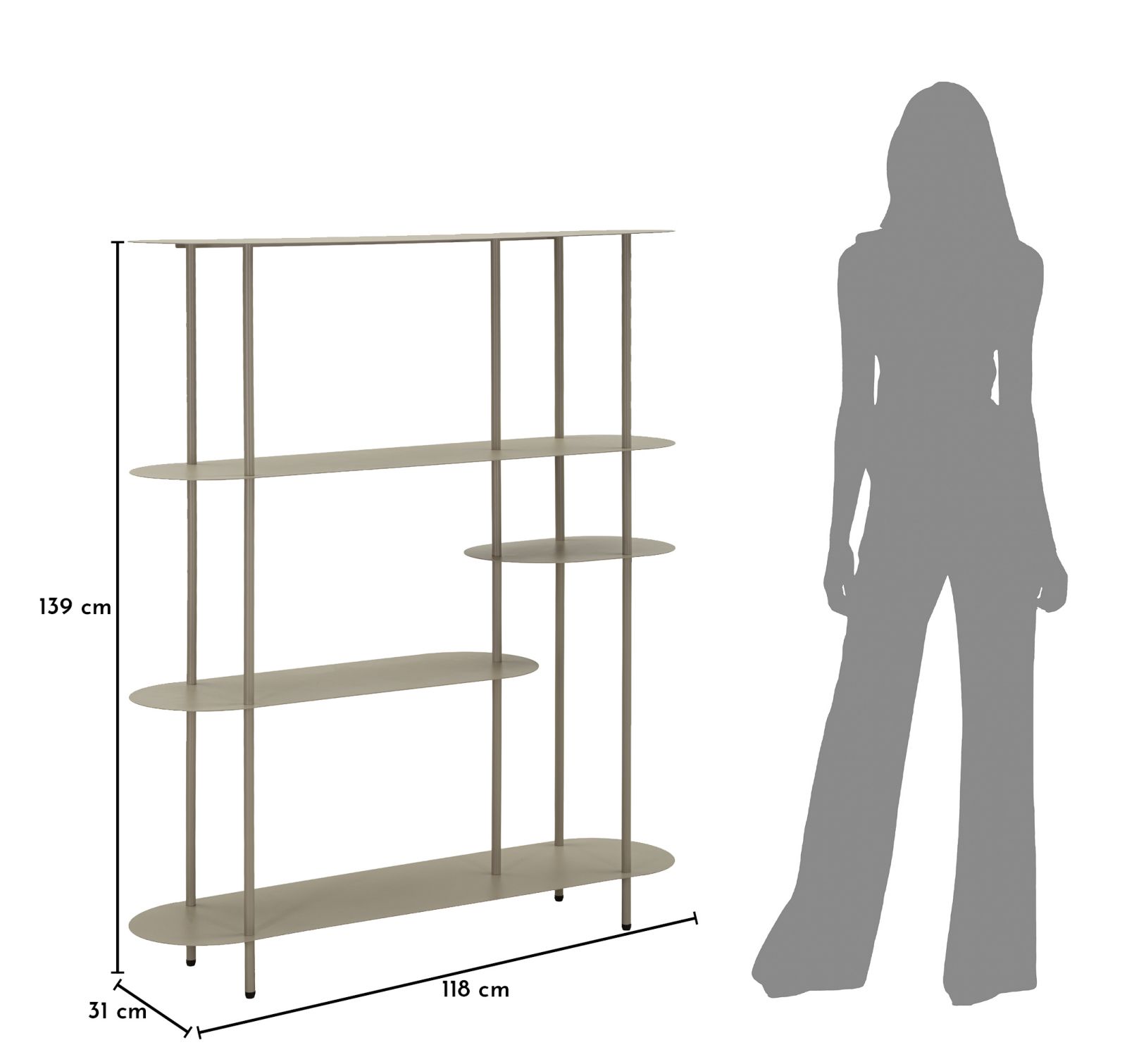 SATURN BOOK SHELF DOVE GREY CM 118X31X139 - slika 9