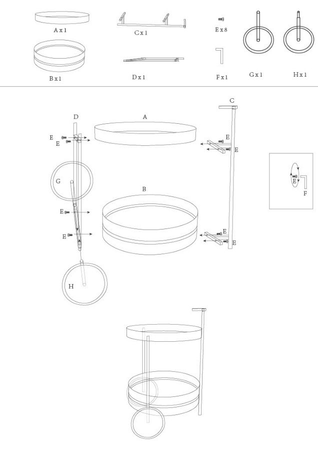 SATURN BAR CART DOVE GREY CM 40X49,5X61 - slika 11