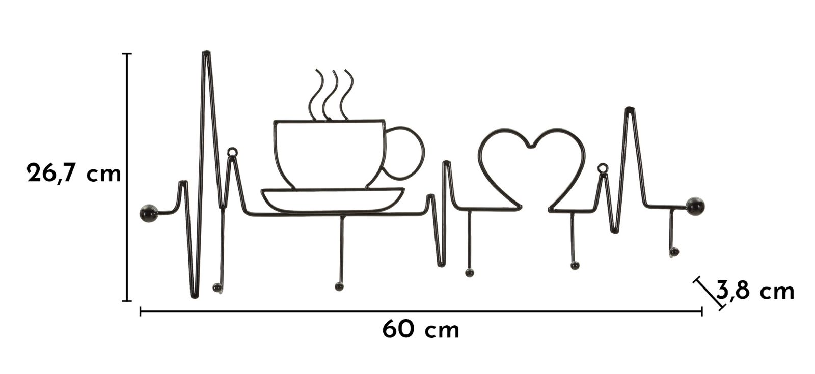 BREAKFAST WALL HANGER BLACK CM 60X3,8X26,7 - slika 6