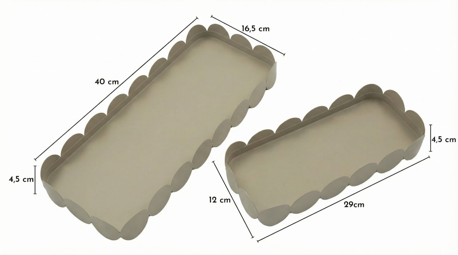 SATURN TRAY RECT. DOVE GREY SET 2 PCS CM 40X16,5X4,5-29X12X4,5 - slika 7