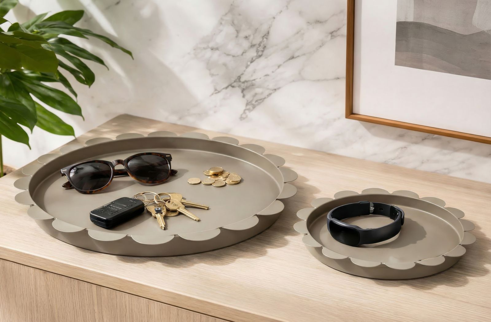 SATURN TRAY ROUND DOVE GREY SET 2 PCS CM Ø 33X2-27,5X2 - slika 5