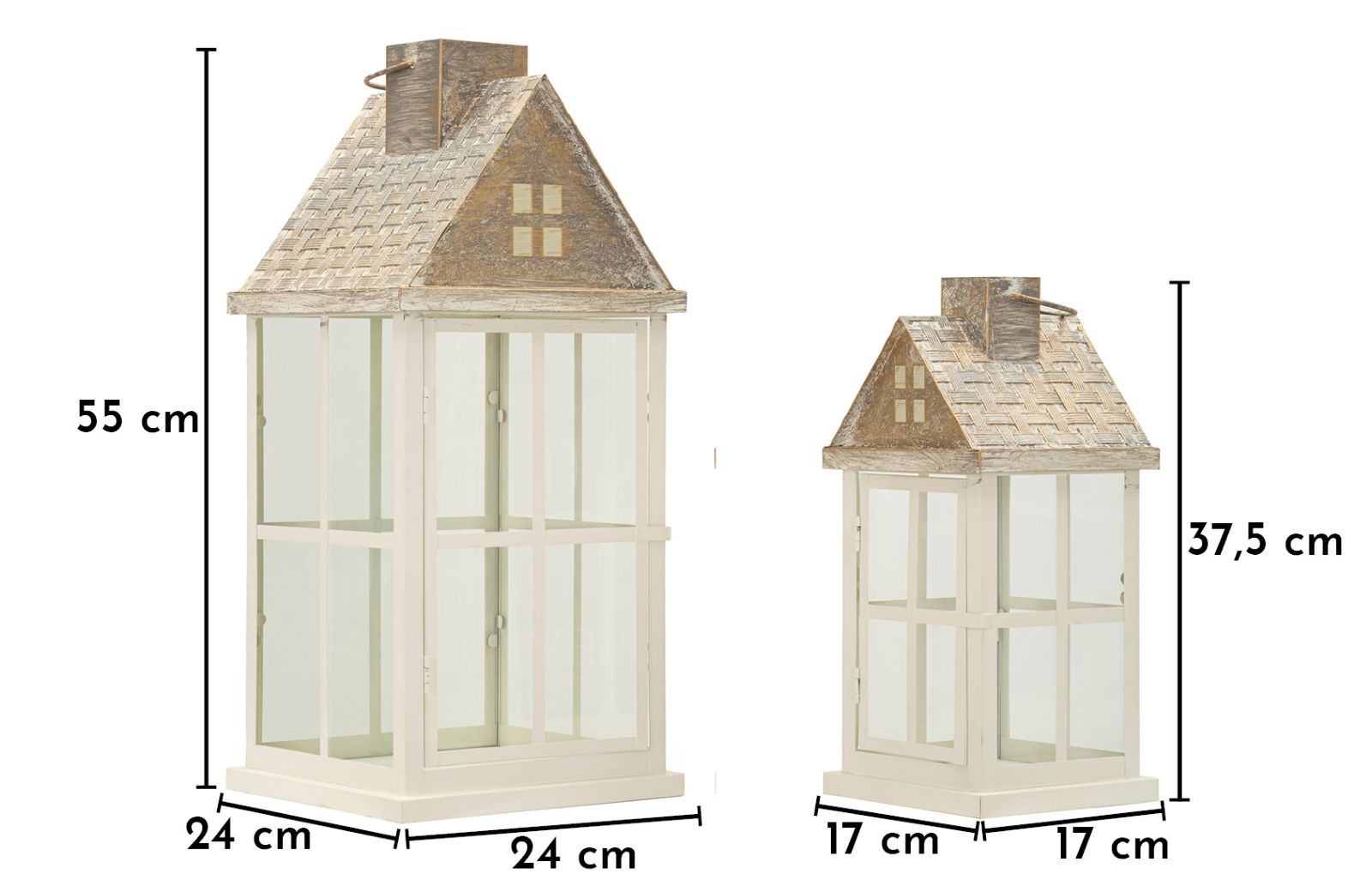 HOME LANTERN SET 2 PCS CM 24,5X24,5X55-17X17X37,5
(TEMPERED GLASS) - slika 7