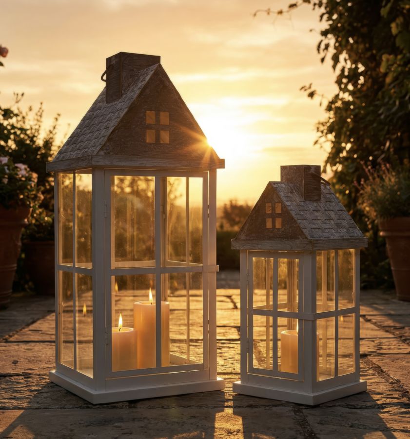 HOME LANTERN SET 2 PCS CM 24,5X24,5X55-17X17X37,5
(TEMPERED GLASS) - slika 6