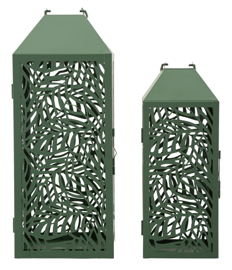 CARVING LANTERN SET 2 PCS CM 17,8X17,8X44-13,8X13,8X34 - slika 2