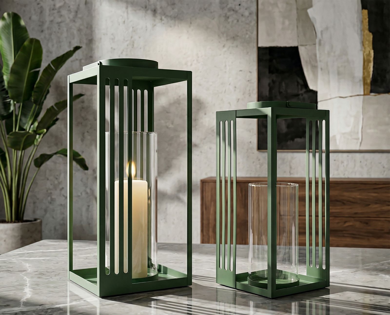 LINEE LANTERN SET 2 PCS CM 18,3X18,3X43,5-15X15X36,5 (TEMPERED GLASS) - slika 6