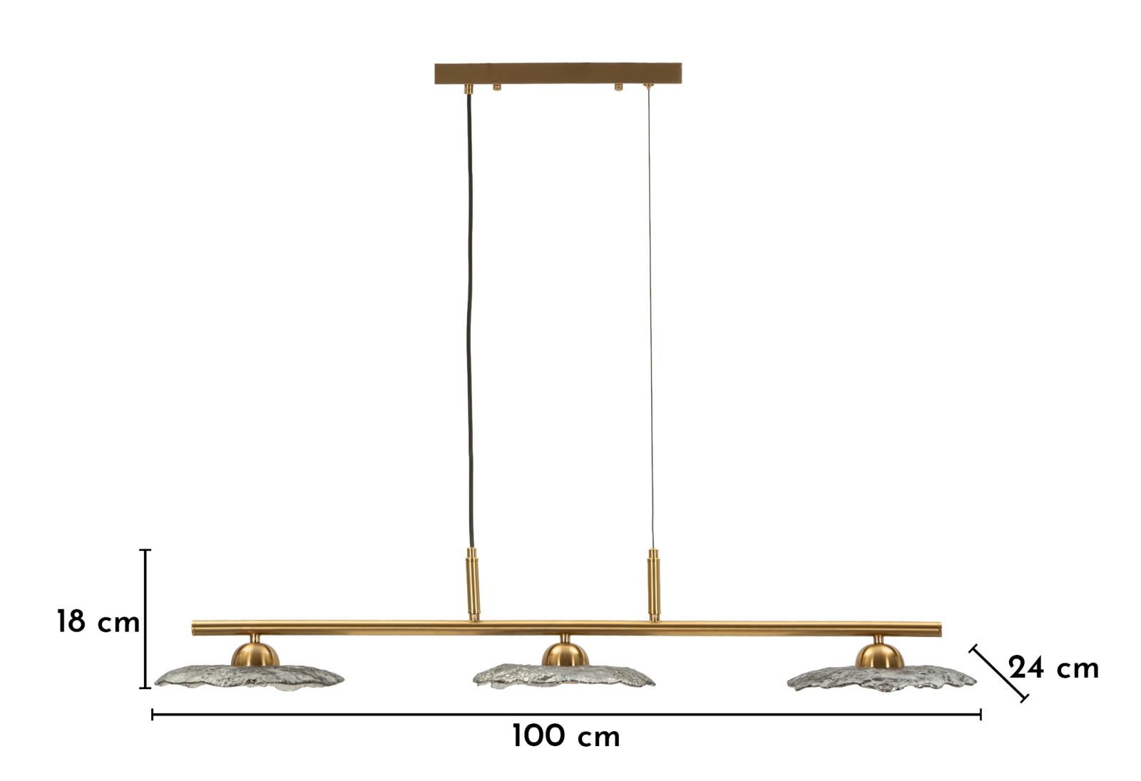 EMILY 3 LIGHT CEILING LAMP GREY GLASS CM 100X24X18 - slika 6