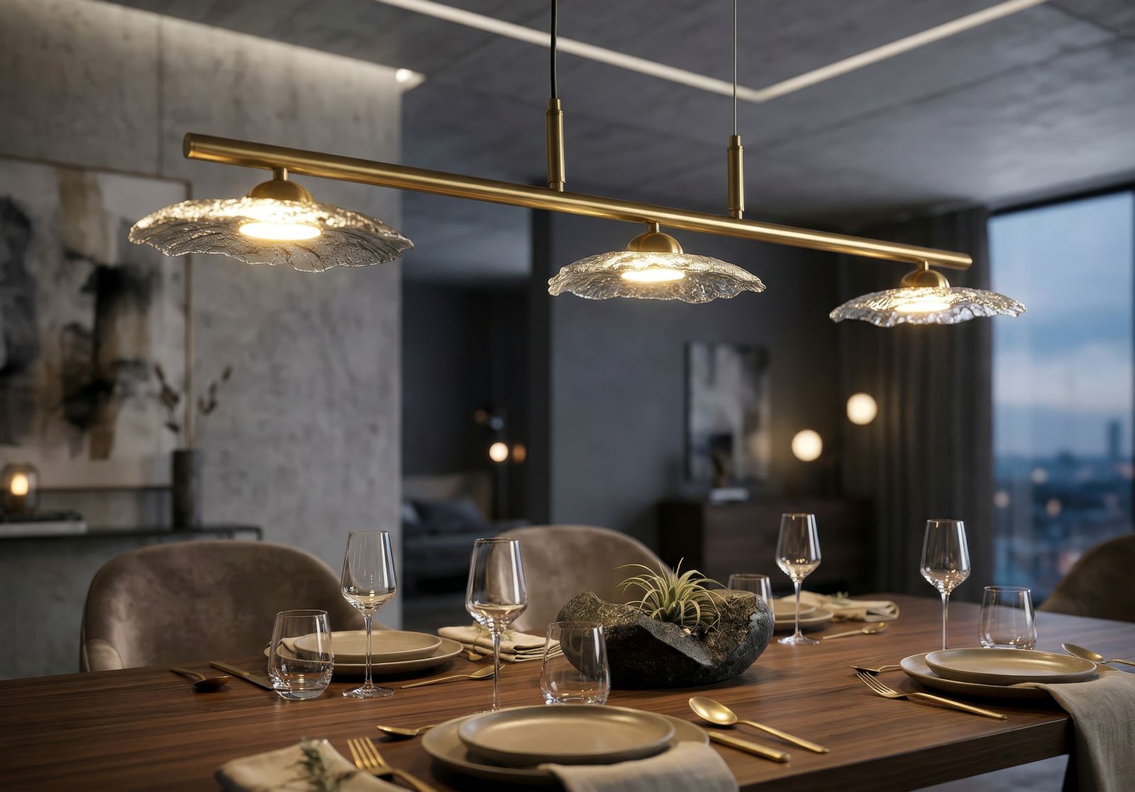 EMILY 3 LIGHT CEILING LAMP GREY GLASS CM 100X24X18 - slika 5
