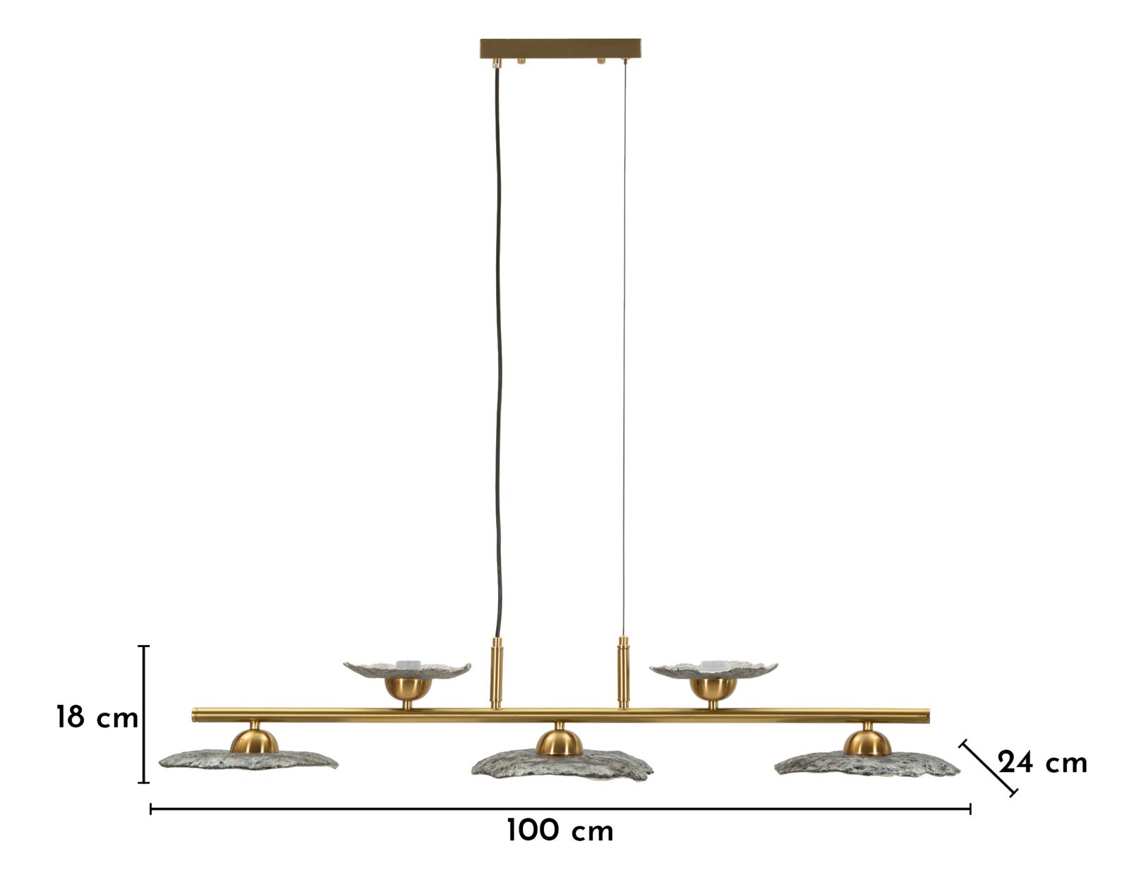 EMILY 5 LIGHT CEILING LAMP GREY GLASS CM 100X24X18 - slika 7