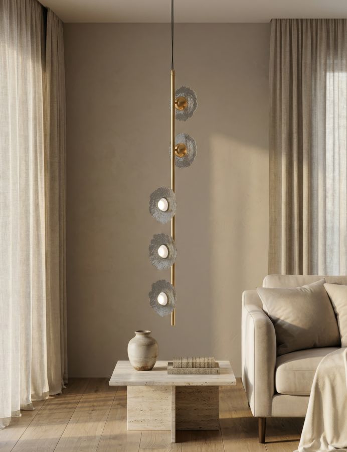 EMILY VERTICAL CEILING LAMP GREY GLASS CM 15X16X110 - slika 5