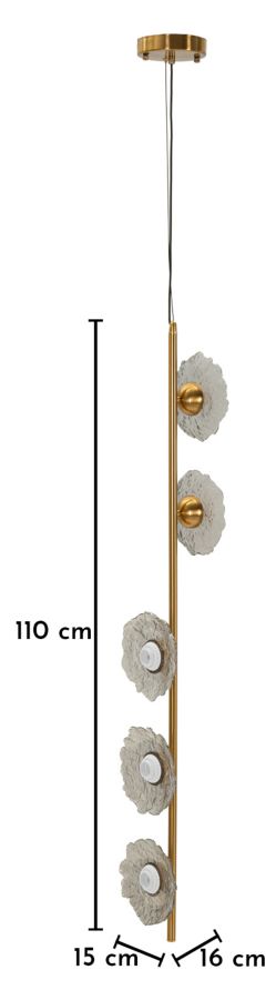 EMILY VERTICAL CEILING LAMP GREY GLASS CM 15X16X110 - slika 6