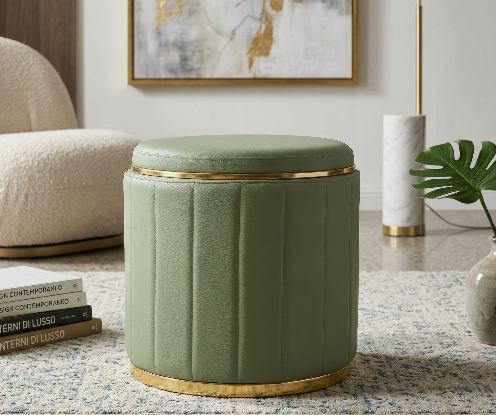 LONDON POUF WITH STORAGE GREEN CM Ø 46,5X44 - slika 7