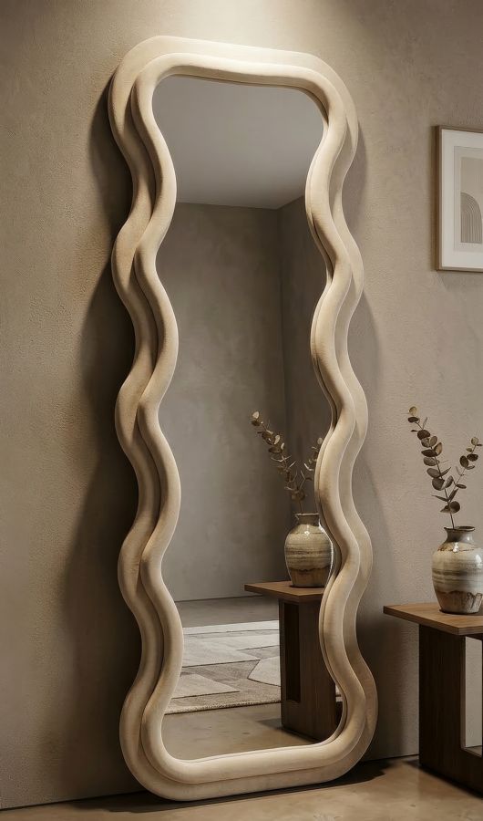 WALL MIRROR EMILY CREAM VELVET CM 60X6X160 - slika 5